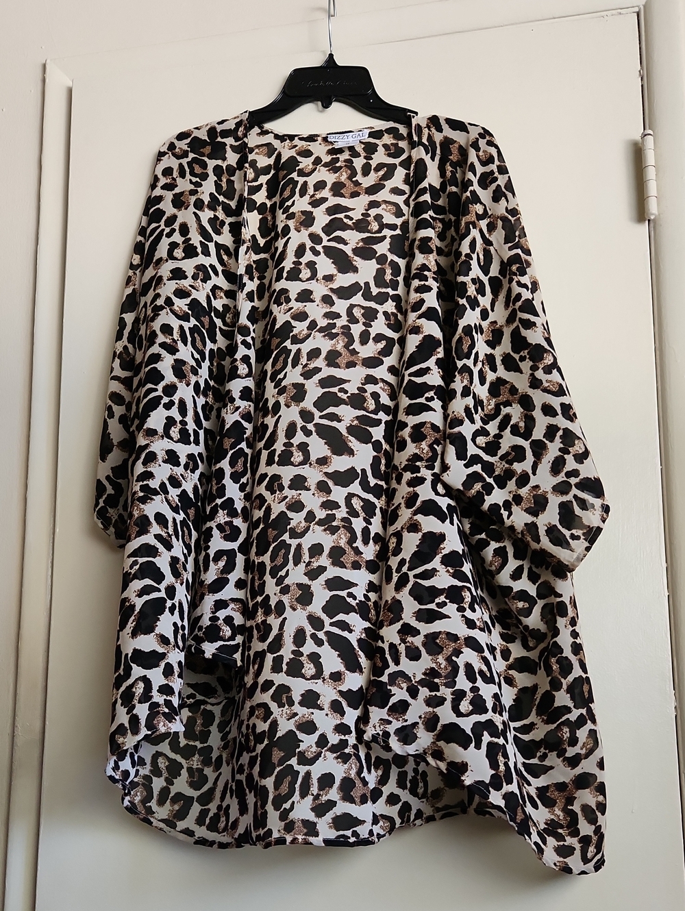 Dizzy Gal Leopard Print Kimono Jacket - Women's Animal Print Cover-Up 1X